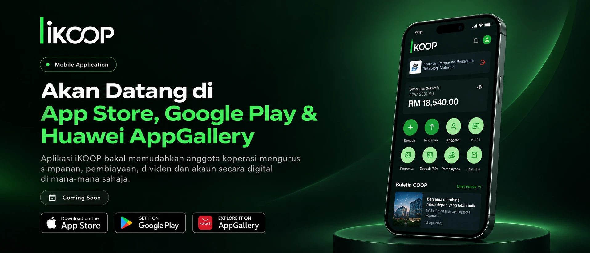 Aplikasi iKOOP akan datang di App Store, Google Play dan Huawei AppGallery